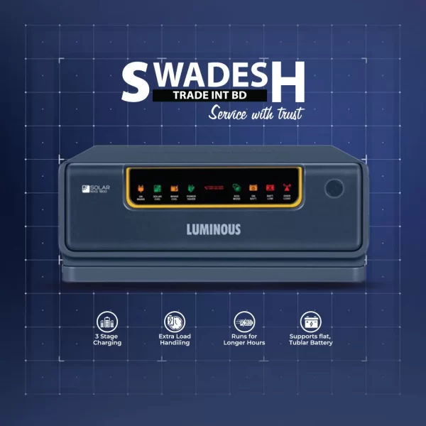 Luminous NXG Solar 1800 by Swadesh Trade International BD – Hybrid Solar Inverter for Efficient Power Backup